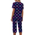 thumbnail image 6 of Women's Pajamas Set Soft V Neck Sleepwear Top and Capri Pj Lounge Sets Cartoon Heart Printed Nighty Plus Size, 6 of 7