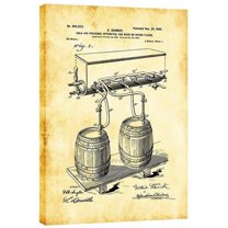 Epic Graffiti "Beer Barrel Vintage Patent Blueprint" Giclee Canvas Wall Art, 12" x 18" 12" x 18"