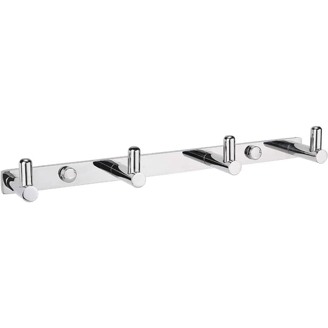 Gancho de pared sencillo de acero inoxidable para toallas, albornoces, ropa y paños de cocina, ideal para baño, inodoro, sala de estar y cocina. 4 ganchos de 22 cm.