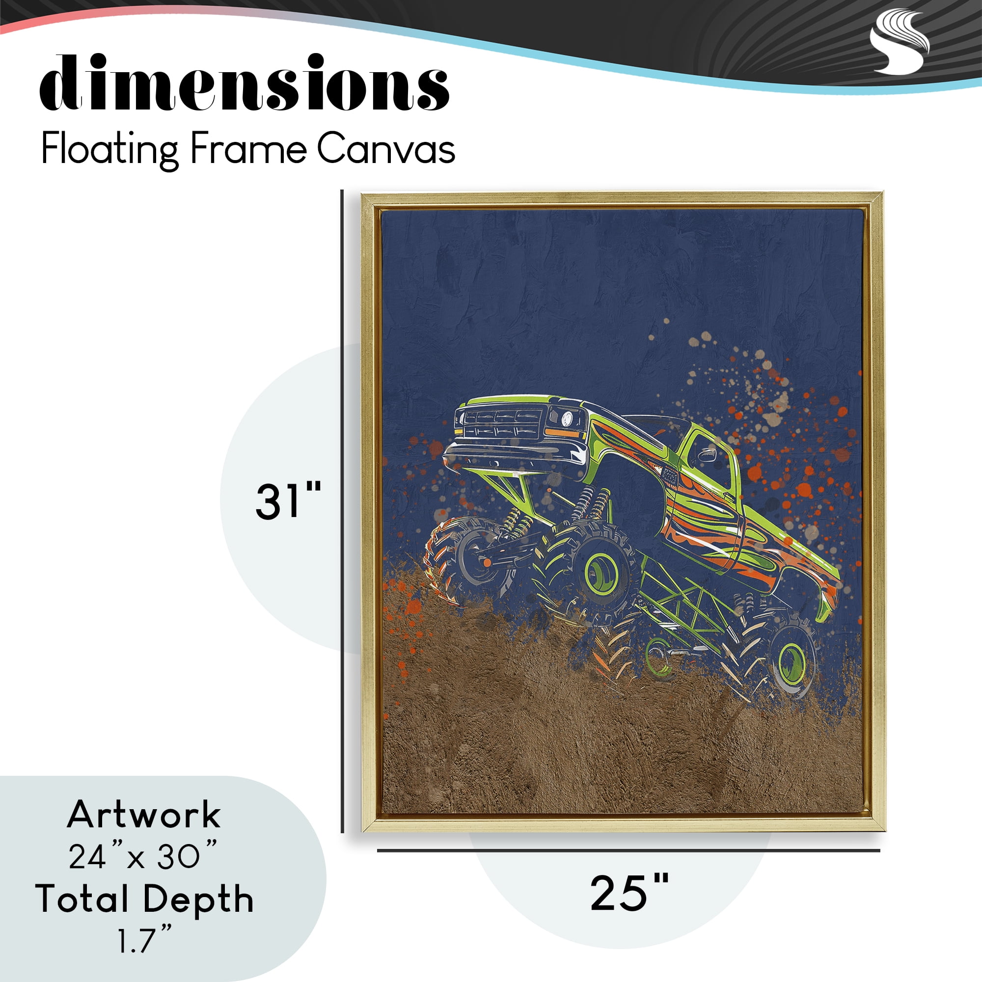 My Jam Truck Adventure Gold Framed Floater Canvas Wall Art, design by Kim Allen