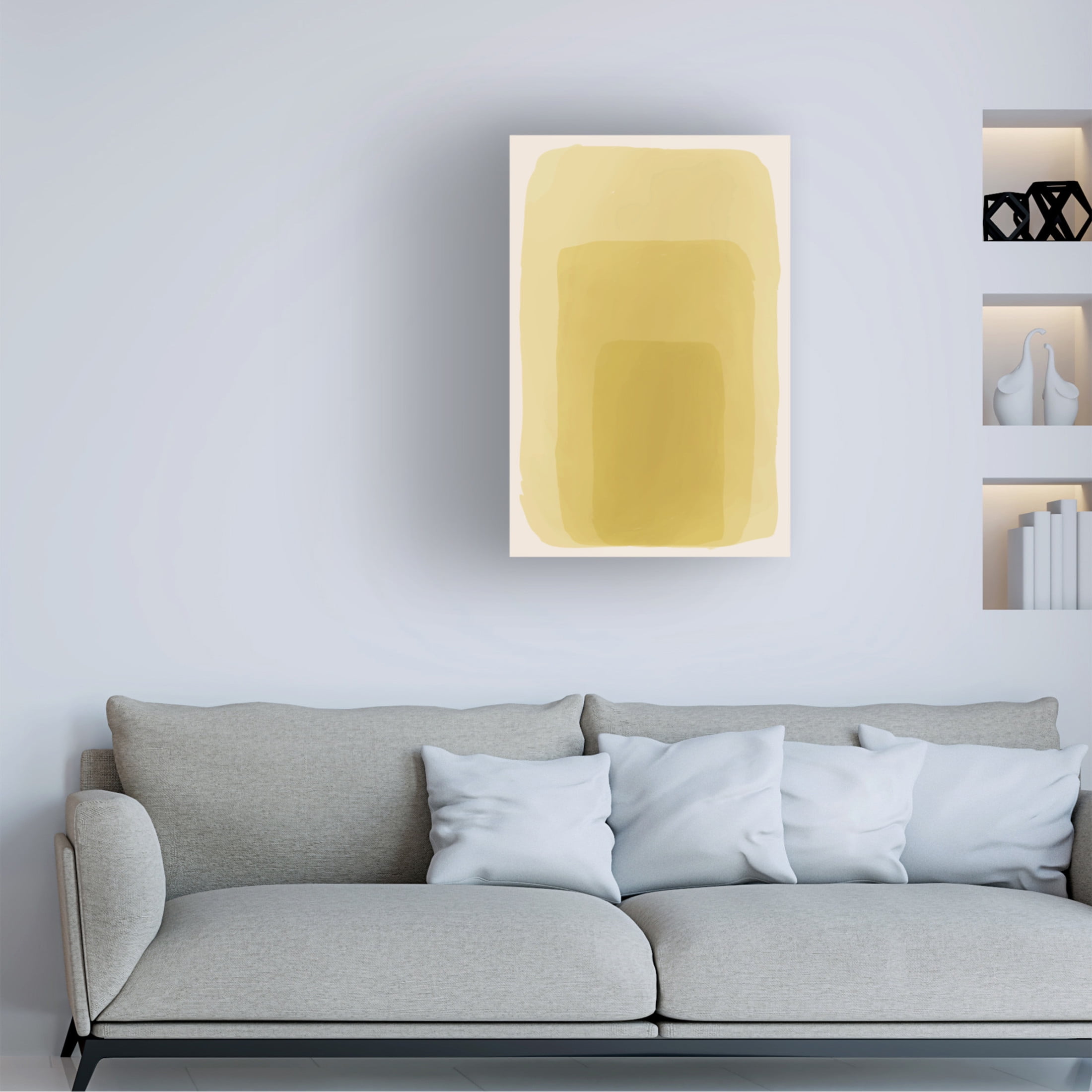 Trademark Fine Art jay stanley Yellow Watercolor Shapes 1 Canvas Wall Art