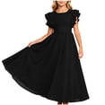 thumbnail image 2 of ITSAME Flower Girls Tunic Dress Ruffle Fly Sleeve Boat Neck A-Line Wedding Party Pageant Gown Black Size 10, 2 of 6