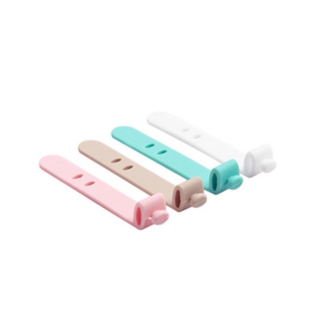 Compact Silicone Cord Organizer Buckles, 2.56 Inch Flexible Cable Ties for Earphone Usb Wire Wrapping, Portable Travel Data Line Management Accessories, 4X Data Cable Straps