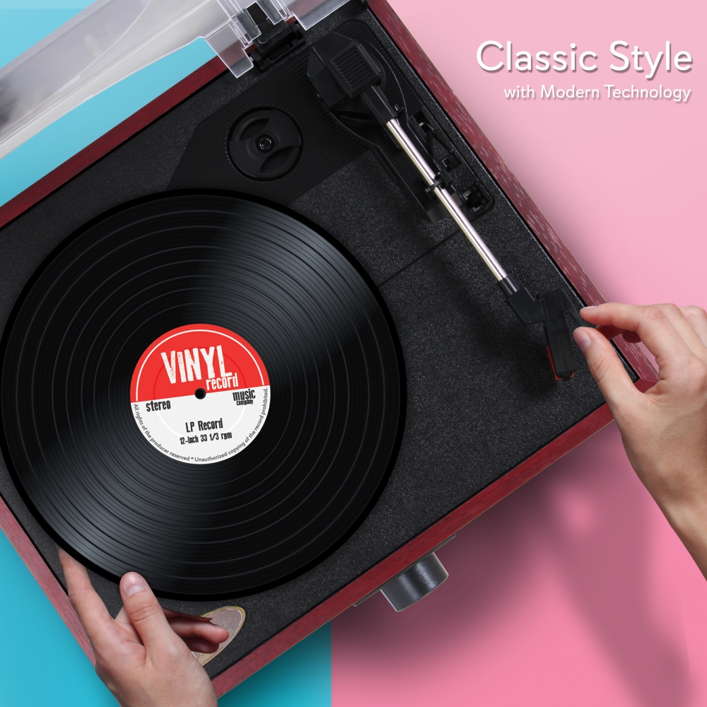 Pyle 3 Speed Vintage Classic Style Record Player with Vinyl to MP3 Recording - image 4 of 4