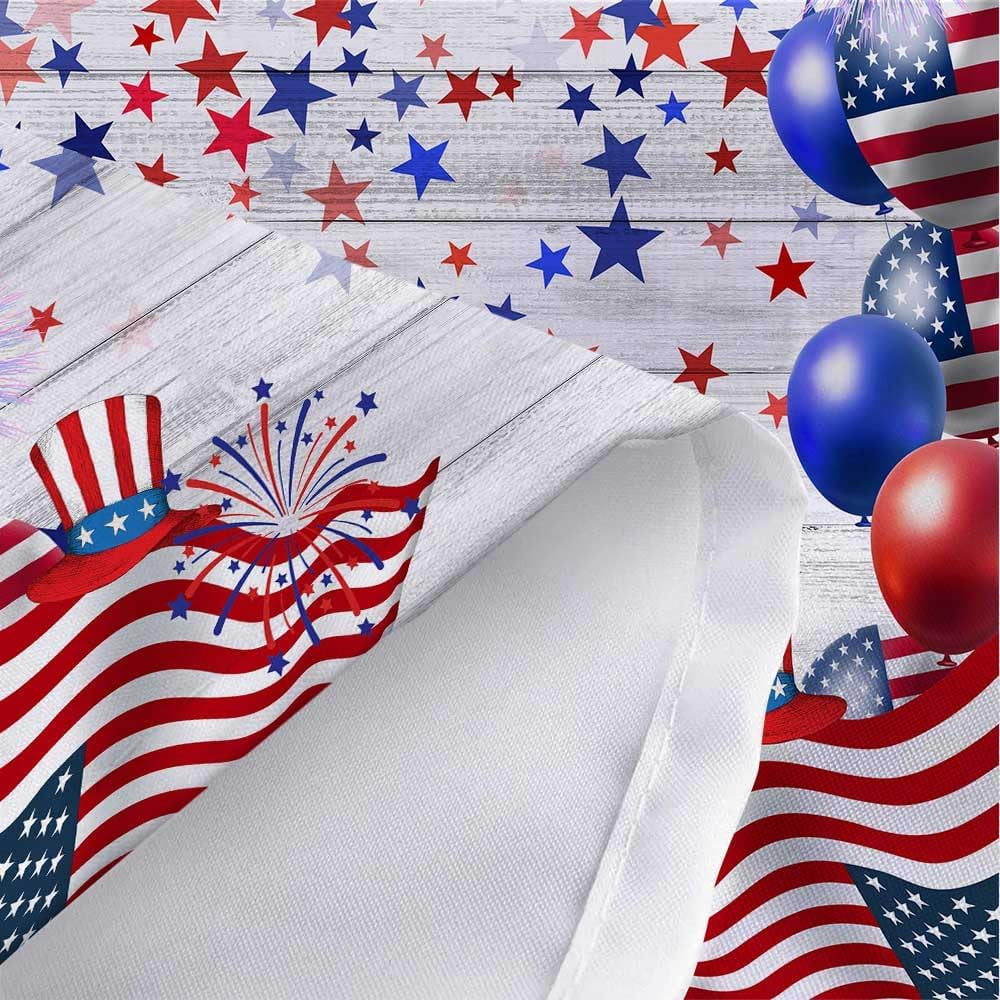 Happy 4th of July Independence Day Shower Curtain, Presidents Day Memorial Day Veterans Day God Bless The USA Patriotic Bathroom Shower Curtain with 12Pcs Hook