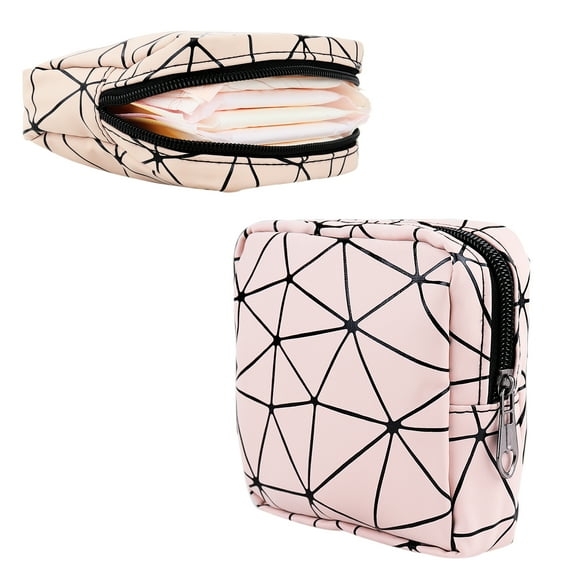 Period Bag Sanitary Napkin Storage Bag with Zipper for Women Girls 2pcs(5.11x5.11x1.57 in)