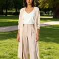 thumbnail image 2 of Gealkoca Solid Color Open Front Maxi Long Cardigan Sweater for Women Lightweight Long Sleeve Cardigan Oversized Long Coat Trendy, 2 of 7