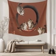 thumbnail image 5 of Brown Red Cute Cat Tapestry for Bedroom Wall Hanging Tapestry, Modern Art Ceiling Backdrop Tapestries Poster Blanket Wall Decor for Teens Room Living Room Dorm 55" x 73", 5 of 8