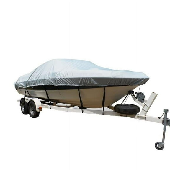 Poly-Flex Polyester Flex-Fit No.2 Boat Cover for V-Hull Fishing Inboard or Outboard Runabouts - Grey