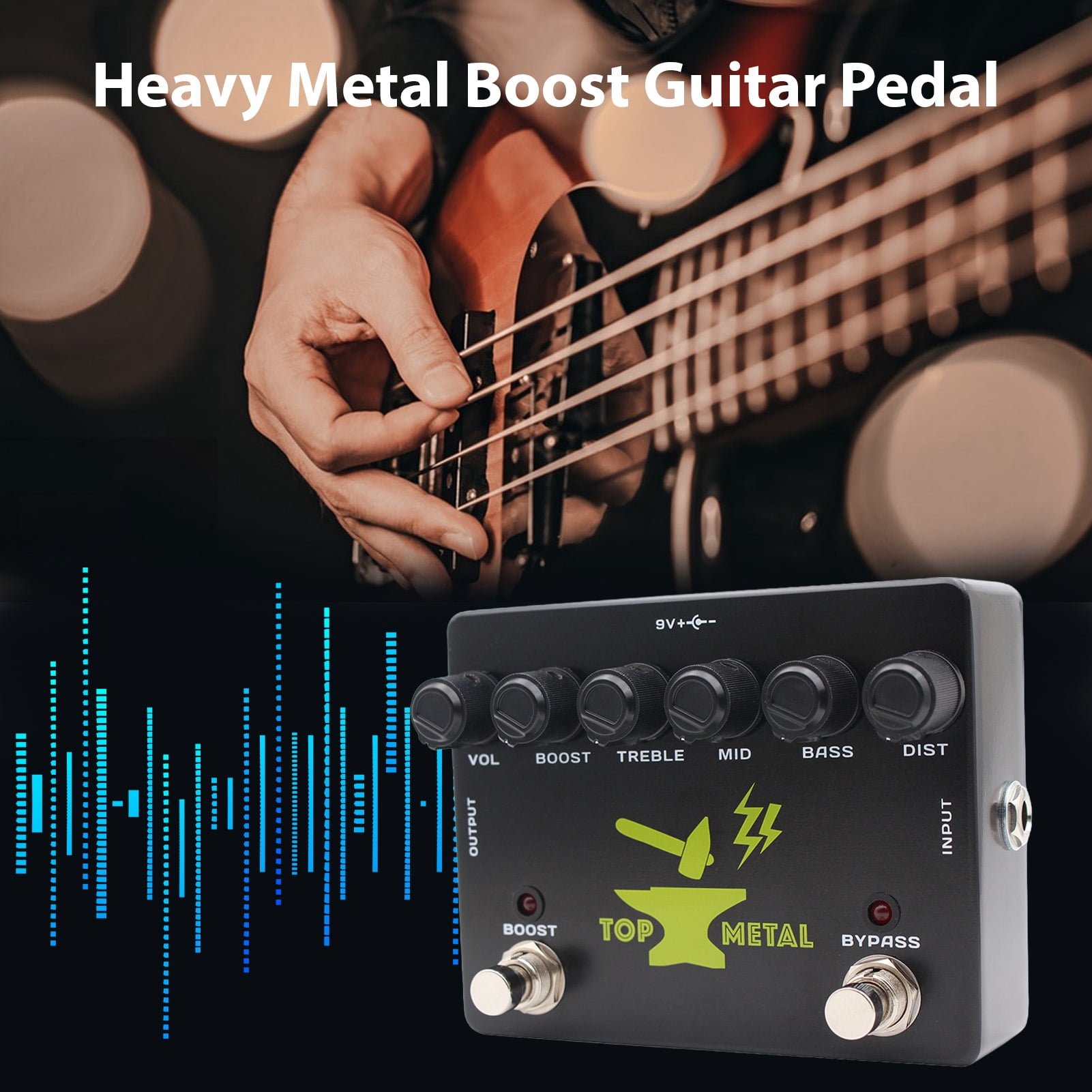 Rupoun Heavy Metal Boost Guitar Pedal Top Effects Stompbox with 3 Band EQ Mid Focus for Punchy Bass Crisp Highs Wide Distortion Range Electric Guitar Effects Pedal for Live Performance