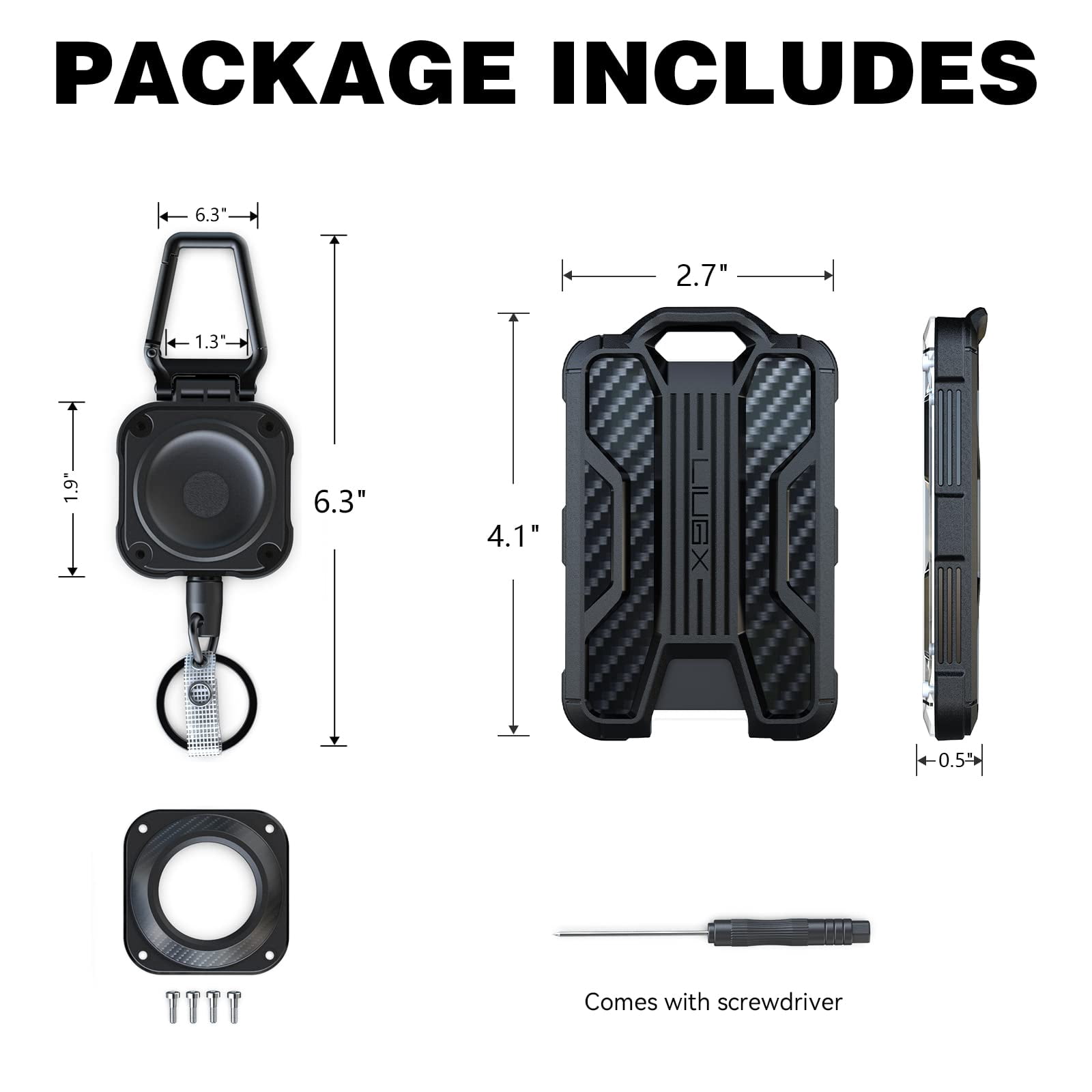Badge Holder With Airtag Retractable Keychain  Heavy Duty For Holder/case Durable Id Card (holds 4 Cards) 31.5" Reel Key Chain 10 000+ Rebound 8oz