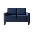 thumbnail image 3 of Home Design Marcia Square Arm Loveseat with Padded Back and Seat, Modern Upholstery, Black Legs, Comfortable Living Room Seating, Blue, 3 of 9