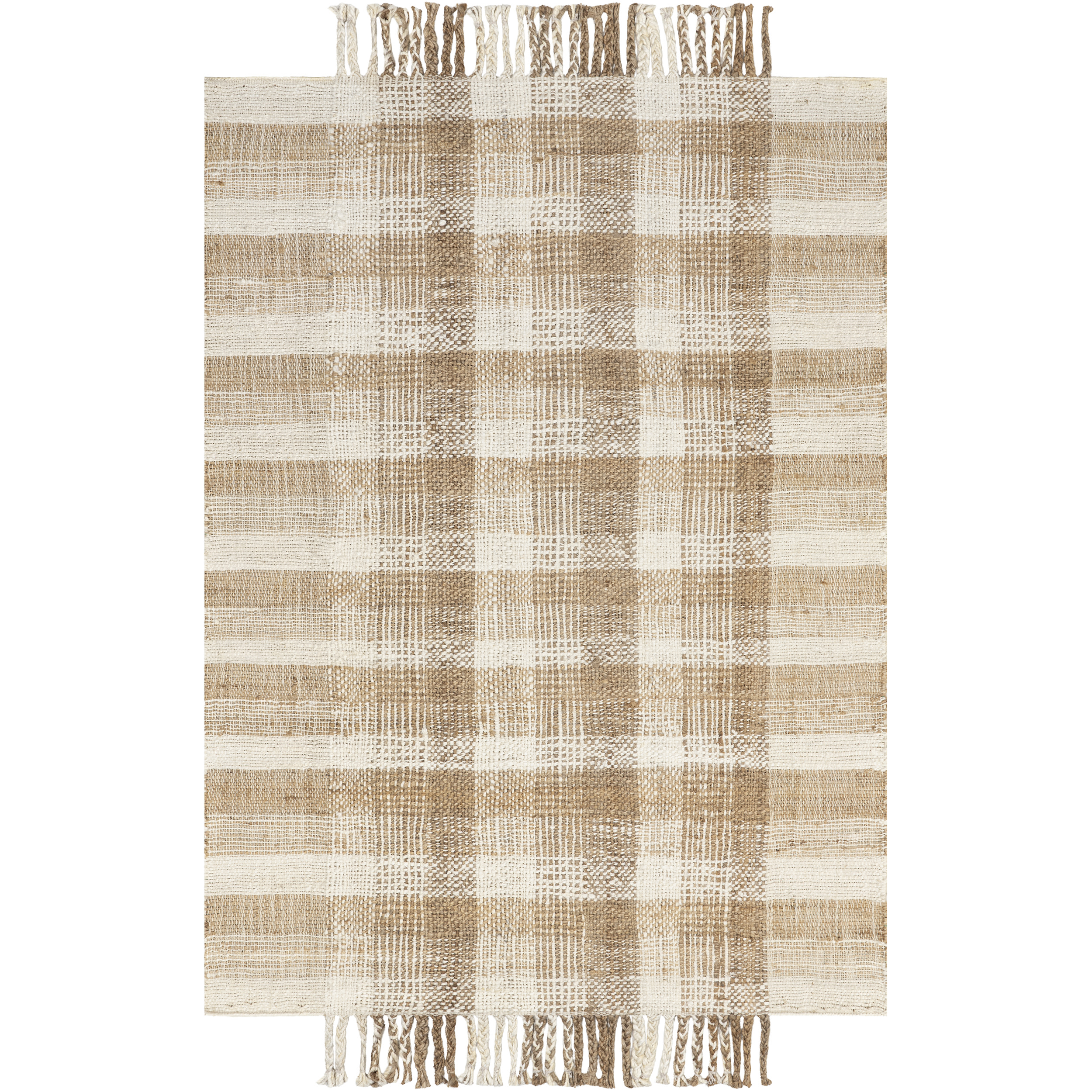 nuLOOM Tiegan Plaid Jute Tassel Area Rug, 5' x 8', Natural
