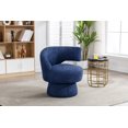 thumbnail image 4 of Swivel Barrel Chair, 360 Degree Comfy Boucle Round Swivel Accent Chair with Wide Upholstered Cushion, Round Swivel Single Club Armchair for Living Room, Nursery(Navy, Right), 4 of 7