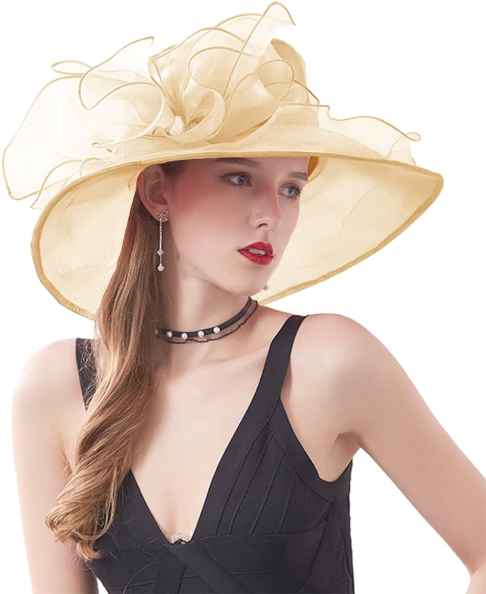 Women Floral Organza Tea Party Hat Ladies Flat Brim Bridal  display picture 1