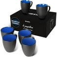 thumbnail image 1 of MIAMIO - 6 x 350 ml Stoneware Coffee Mug/Cup Set - Le Papillon Collection (Black-Blue), 1 of 7