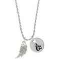 thumbnail image 1 of Delight Jewelry Silvertone Textured Wing Silvertone Script Initial Disc - & - Charm Necklace, 20"+3", 1 of 4