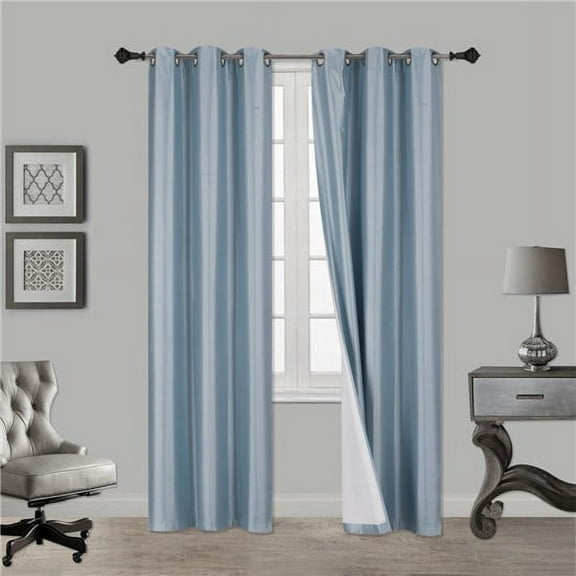 2-Piece ADAM SLATE Geometric Blackout Lined Grommet Window Curtain Set, Two (2) Printed Thermal Panels 37" Wide x 84" Length (Each)