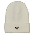 thumbnail image 5 of Pug Dog Head Embroidered Long Knitted Beanie - White OSFM, 5 of 5