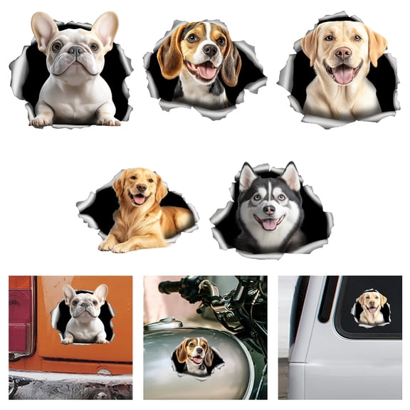 Plastic Reflective Vinyl Car Stickers Waterproof Decals for Vehicle Decoration Dog 148x155mm