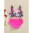 thumbnail image 5 of Girl´s Two Pieces Swimwear Suit, Letter Floral Print Front Twist Knot Vest Tops with Underpants, 5 of 10