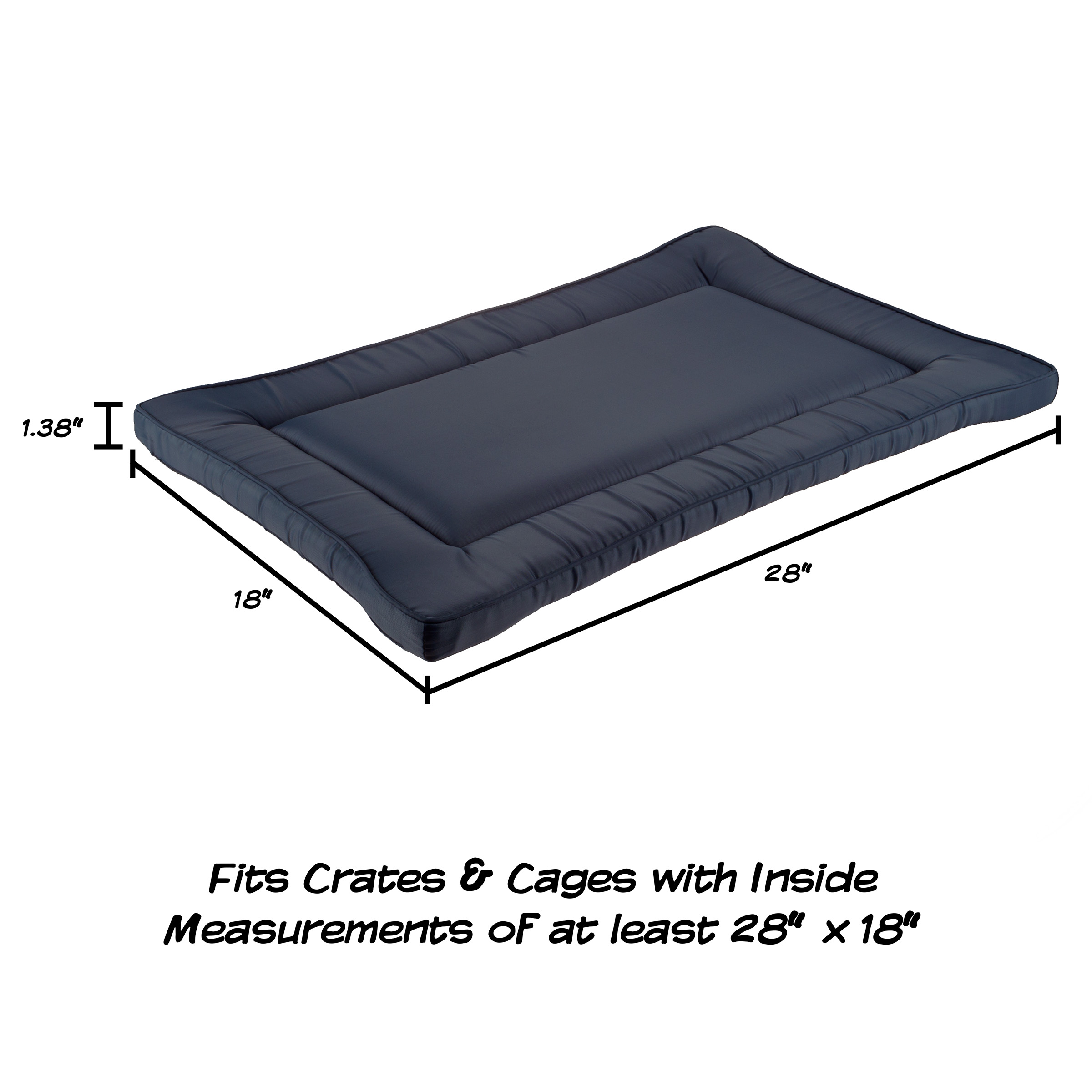 Waterproof Dog Bed - 28x18 Pet Bed with Raised Edge - Easy-To-Clean Multi-Purpose Crate Mat for Home and Car Travel by PETMAKER (Navy)