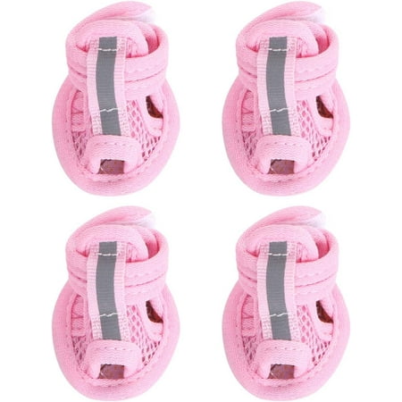 Pet Supplies Beach Sandals 4pcs Puppy Shoes Dog mesh Sandals Breathable Summer Dog Shoes Anti- Sneakers for Puppy pet pet Camera Treat Dispenser Supplies Shoe Dog () Dogs