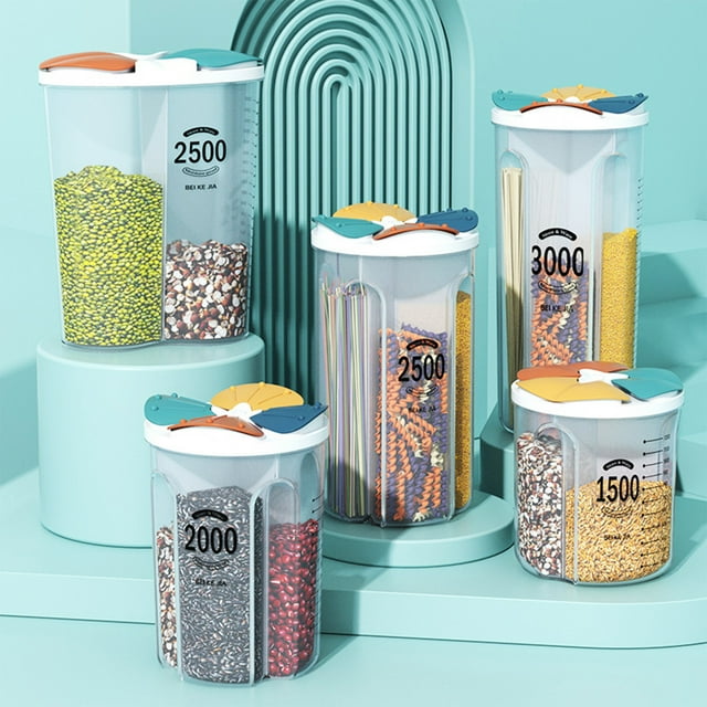 Ganfancp Cocina Granos y Cereales con Tapas Tarros de Almacenamiento Dentro de Los Compartimentos Tarros Transparentes de Sellado de Grado Alimenticio Comestibles Secos Refrigerador Cajas de Almacena