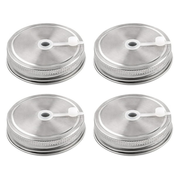Acero Inoxidable Regular Unique Bargains Boca Masón Tarro Tapas con Paja Orificio 4 piezas