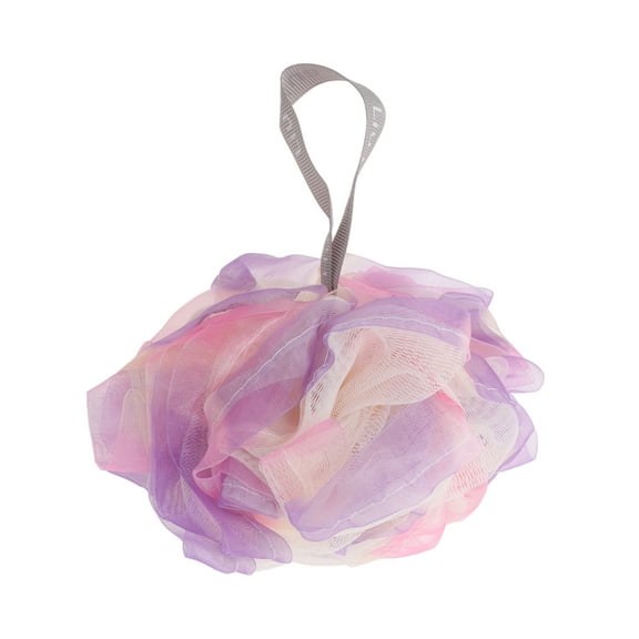 Unique Bargains 1 Pc Reusable Bath Shower Loofah Sponge Body Puffs for Bathroom Pink Purple
