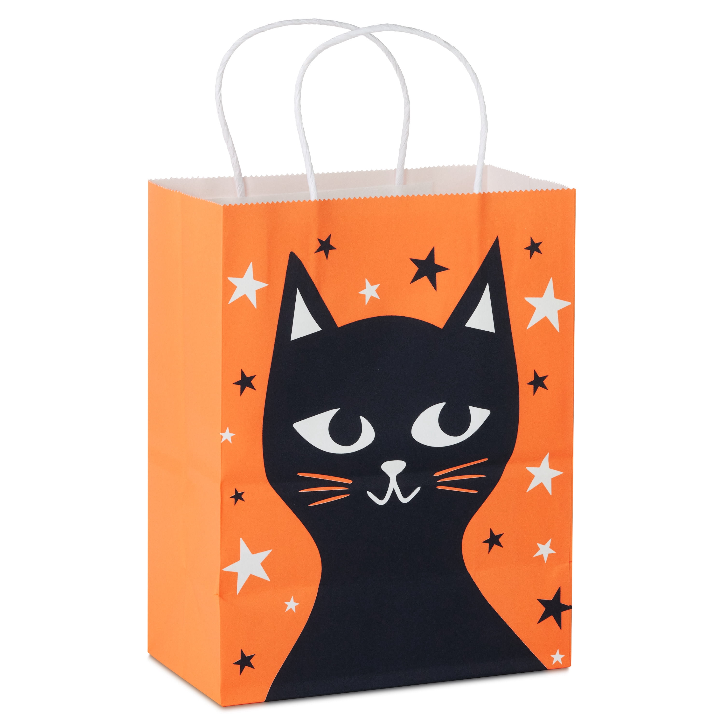 Hallmark Medium Halloween Gift Bag (Black Cat on Orange), 1 Count