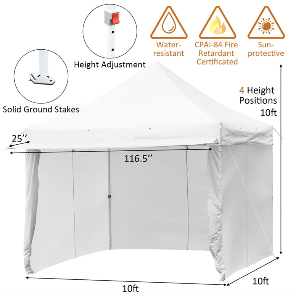 Aimee Lii 10 x 10 Feet Pop-up Gazebo with 5 Removable Zippered Sidewalls and Extended Awning, Backyard Canopy Gazebo, White Aimee Lii 10 x 10 Feet Pop-up Gazebo with 5 Removable Zippered Sidewalls and Extended Awning, Backyard Canopy Gazebo, White