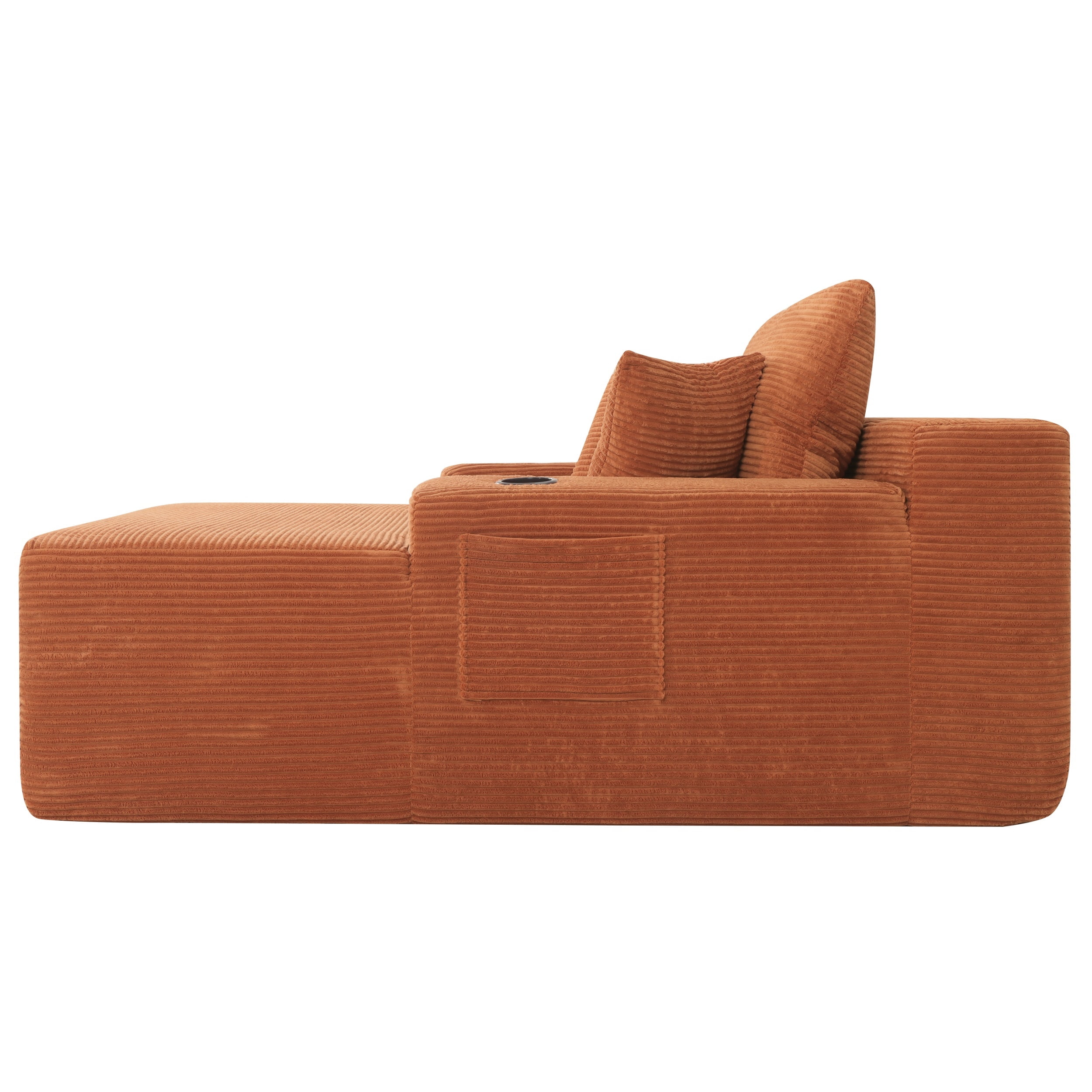 47.2'' No Assembly Compressed Sofa Chair, Deep Seat Chaise Lounge with Cup Holder & Storage Pocket, Boneless Sleeper Sofa Bed Armchair