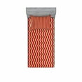 thumbnail image 2 of Ambesonne Retro Fitted Sheet & Pillow Sham Set, Zig Zag Chevron Stripes, Queen, Orange Maroon Yellow, 2 of 3