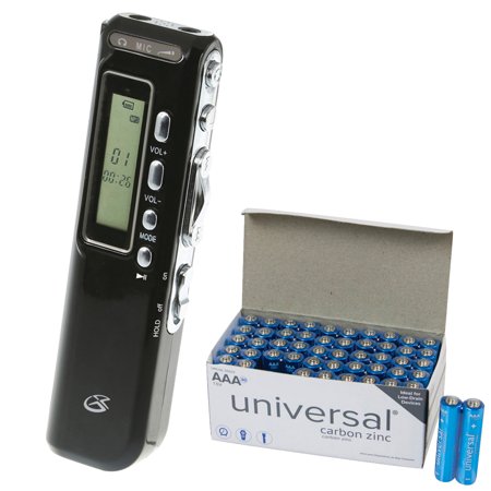 GPX PR047B Digital Voice Recorder & UPG AAA 50 PK - Walmart.com