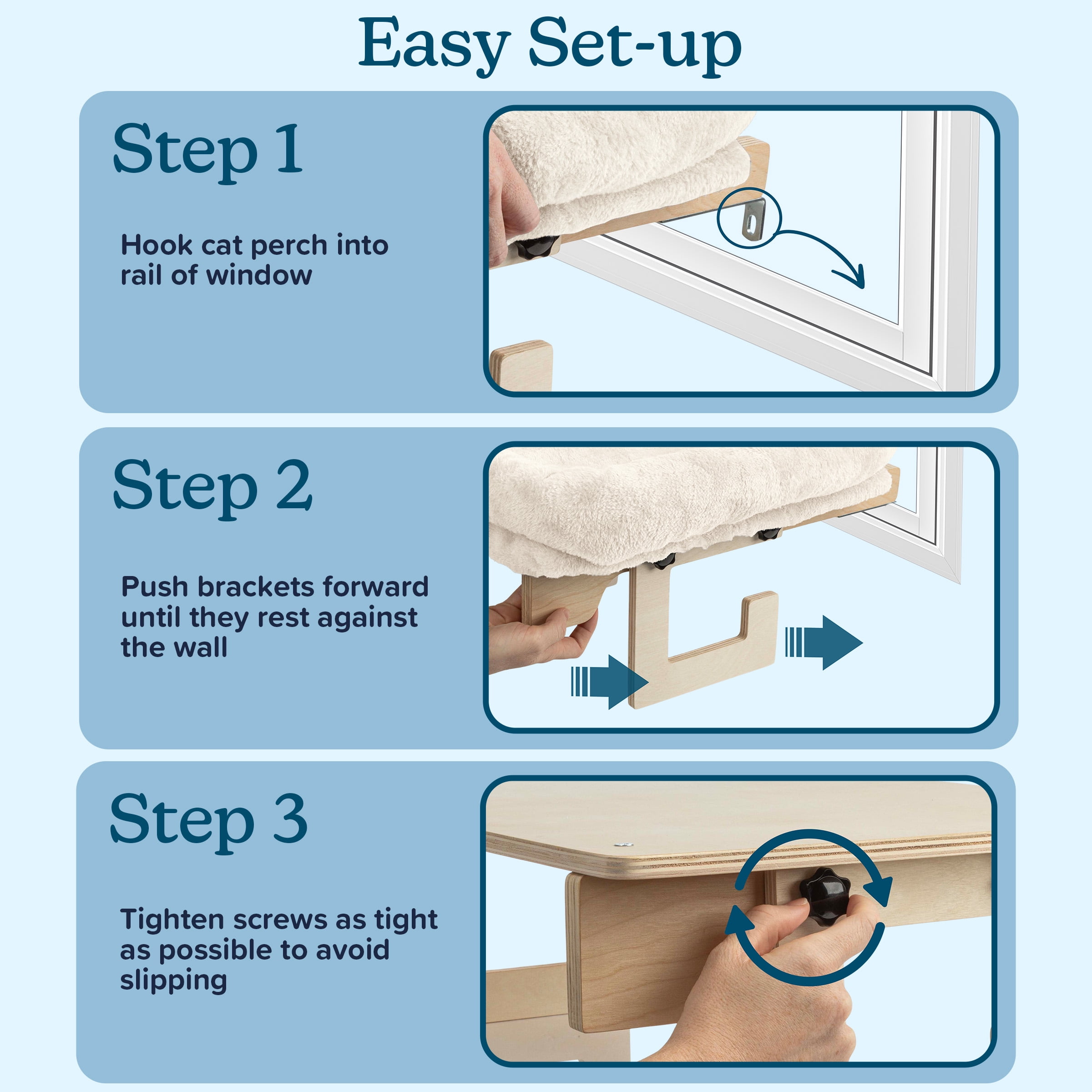 PETMAKER Cat Bed for Window Sill - Cat Window Perch with Bolster (Cream)