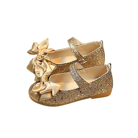 

Colisha Girl s Non-slip Low Heel Mary Jane Dance Lightweight Flat Sandals Kids Walking Sequins Gold-1 7C