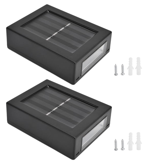 2 piezas Lámpara de pared solar LED impermeable Arriba Abajo Luz decorativa para exteriores con sensor para jardín Porche Patio trasero Luz blanca