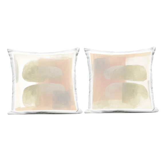 Stupell Industries Neutral Oblong Shapes Abstract Design by June Erica Vess Outdoor Printed Pillow (Set of 2)
