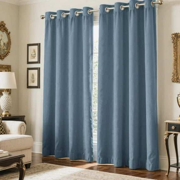 SMILETIME Velvet Curtains with Grommet, Thermal Insulated Super Soft Privacy Noise Reducing Light-Filtering Velvet Curtains for Living Room, 2 Panels