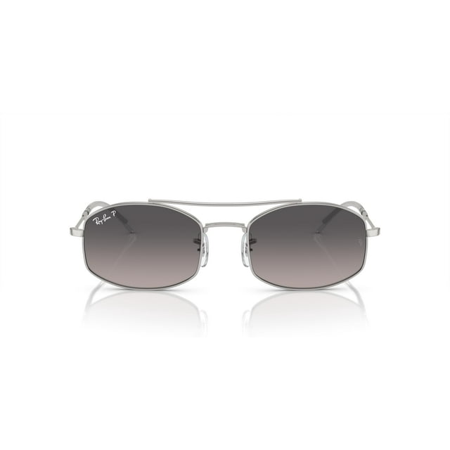 Ray-Ban RB3719 Oval Sunglasses, Silver/Grey Gradient Polarized, 54 mm