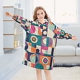 thumbnail image 5 of FORMRS Wearable Blanket Hoodie with Sleeves for Kids Cozy Flannel Sweatshirt, Orange Geometric, 5 of 7
