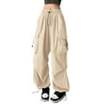 thumbnail image 6 of IDALL Cargo Pants Women Wide Leg Pants Woman Sweatpants Women Baggy Pants Cargo Trousers Women Baggy Trousers Parachute Trousers Sweatp Womens Casual Pants Beige L, 6 of 6