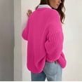 thumbnail image 6 of Womens Sweaters Fall Oversized Chunky Knitted Pullover Sweater Casual Long Sleeve Crewneck Cute Sweaters Rose Red S, 6 of 8