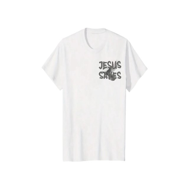 Men's Vintage Jesus is King Letter Print Short Sleeve Graphic Tee, Casual Comfy Drop Shoulder T-shirt for Daily Wear, Men's Clothes for all Seasons, Top