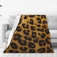 thumbnail image 1 of Fotbe Golden Leopard Glitter Manta de Franela Acolchonada con Estampado, Súper Suave y Esponjosa, Extra Grande para Sofá, Cama, Uso Todo el Año-80"x60", 1 of 7