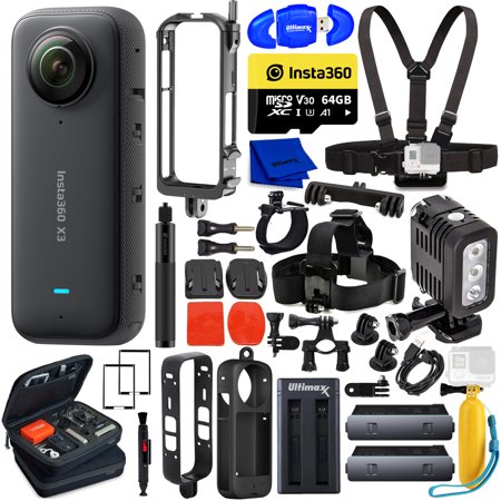 Insta360 X3 5.7K 360Â° Waterproof Touch Screen Action Camera - 24PC 64GB Bundle