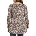 thumbnail image 4 of Dweltoz Plus Size Shirts for Women L-4XL 2025 Summer Crew Neck Tops 3/4 Sleeve T-Shirts Oversized Floral Print Tunics Blouses,Watermelon Red XL, 4 of 5