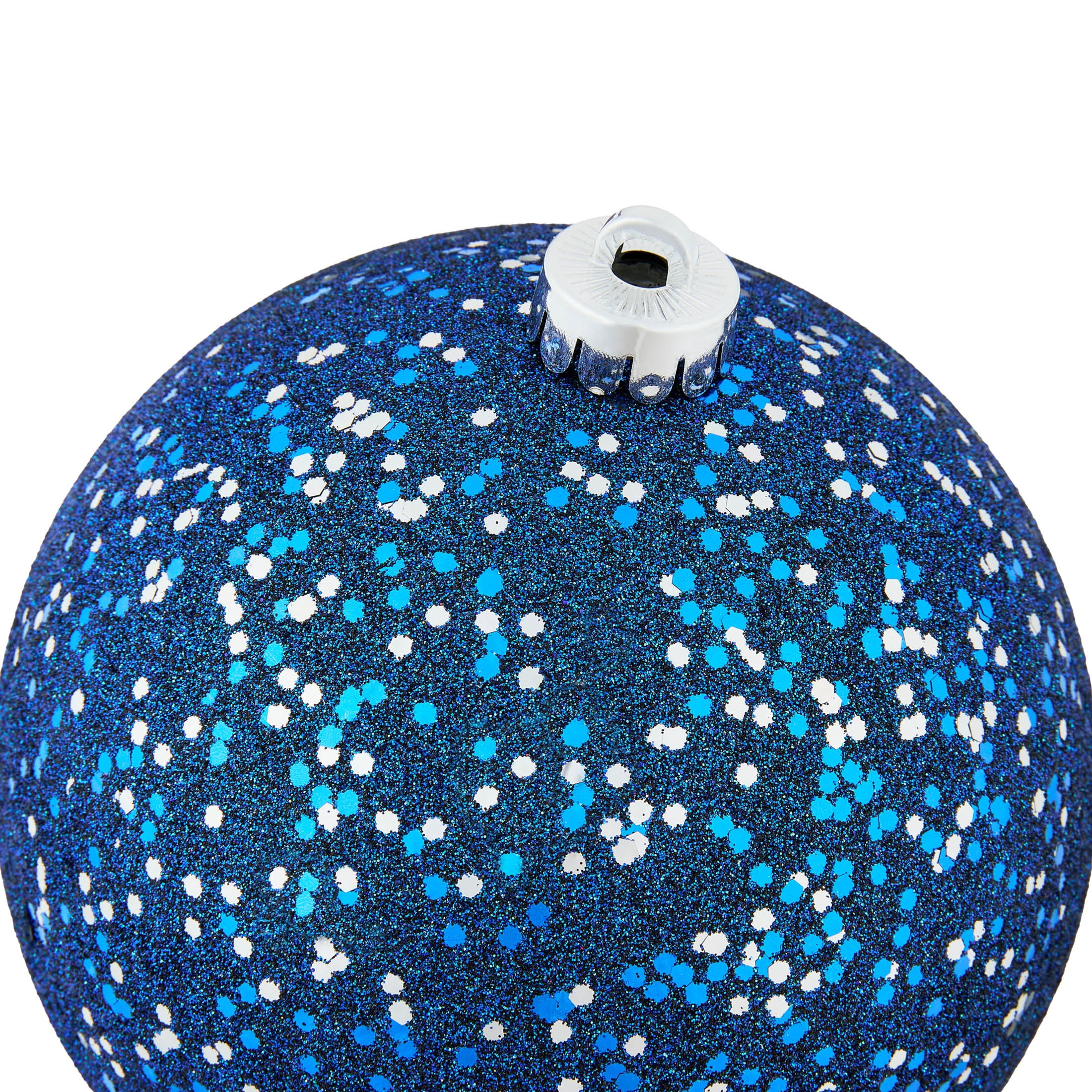 4-Count Blue Glitter Ball Shatterproof Christmas Ornaments, 6.5", by Holiday Time