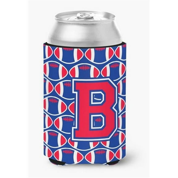 Letter B Football Harvard Crimson & Yale Blue Can or Bottle Hugger